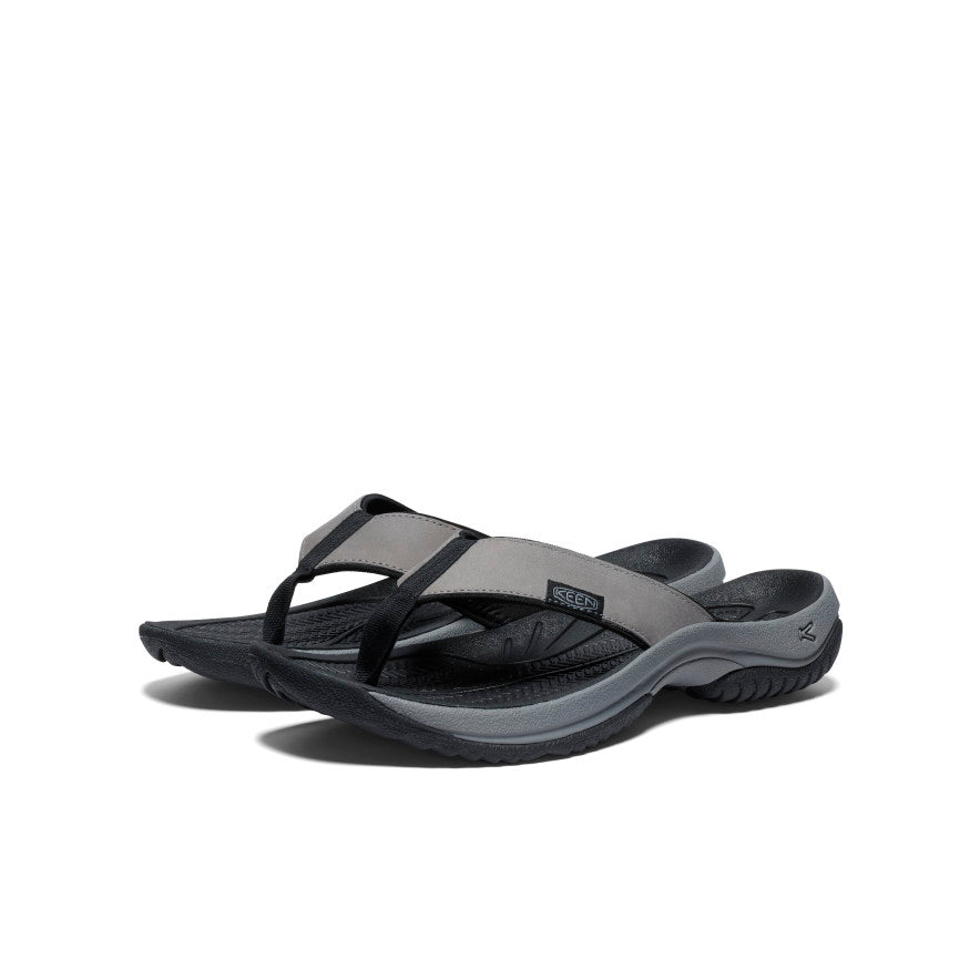 Men's Kona Leather Flip-Flop | Steel Grey/Black - Image 3